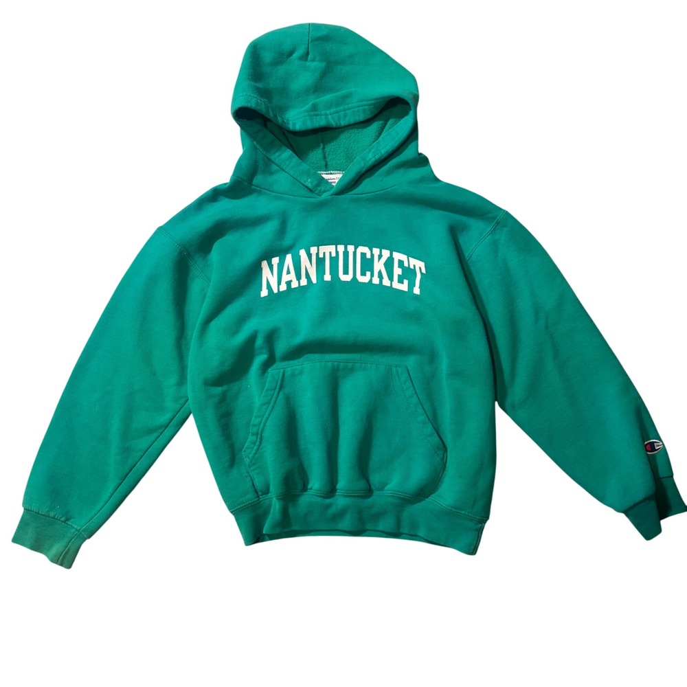 Champion Eco Nantucket Hoodie Kids Youth Medium Green Pullover Sweatshirt
